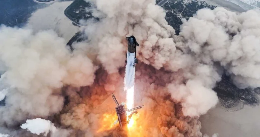 SpaceX Starship rocket lifting off successfully from Texas